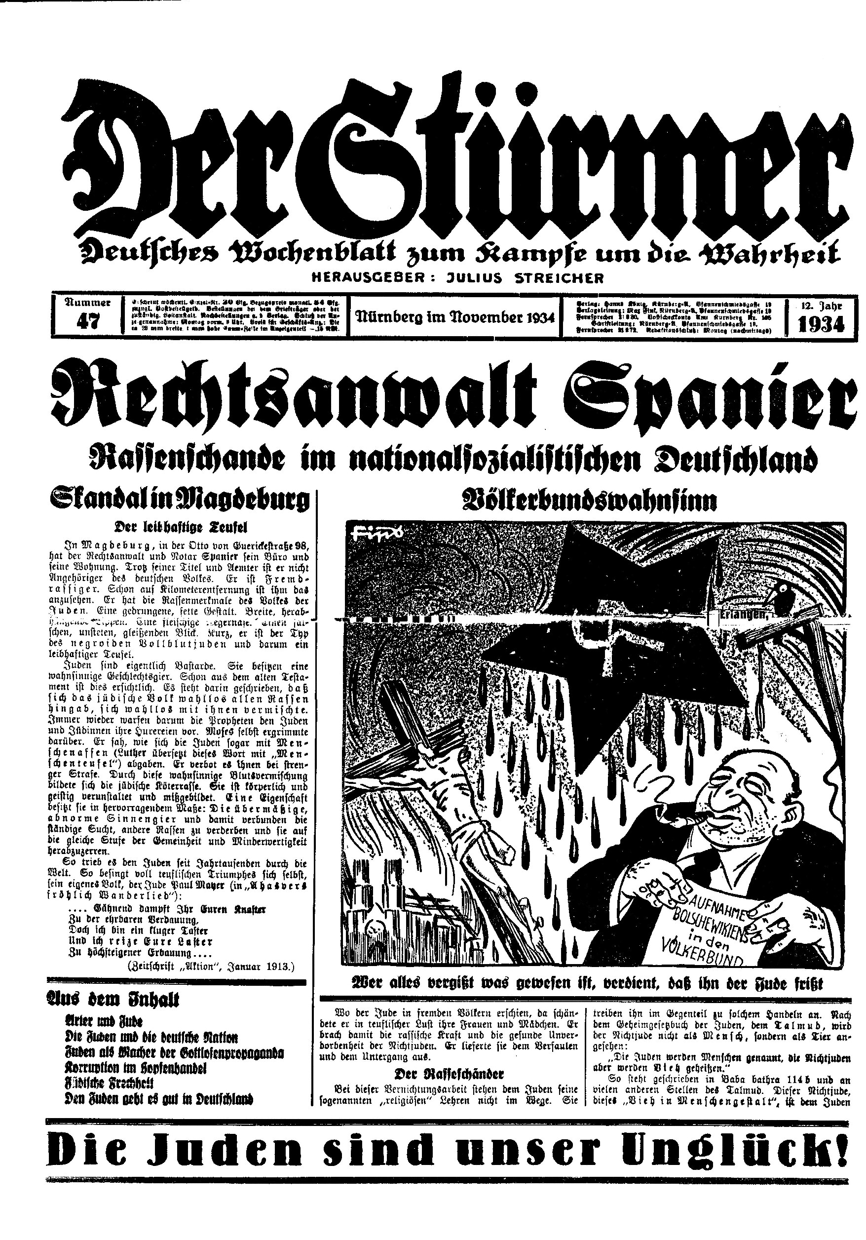 Der Stürmer - 1934 Nr. 47 (8 S., Scan, Fraktur)