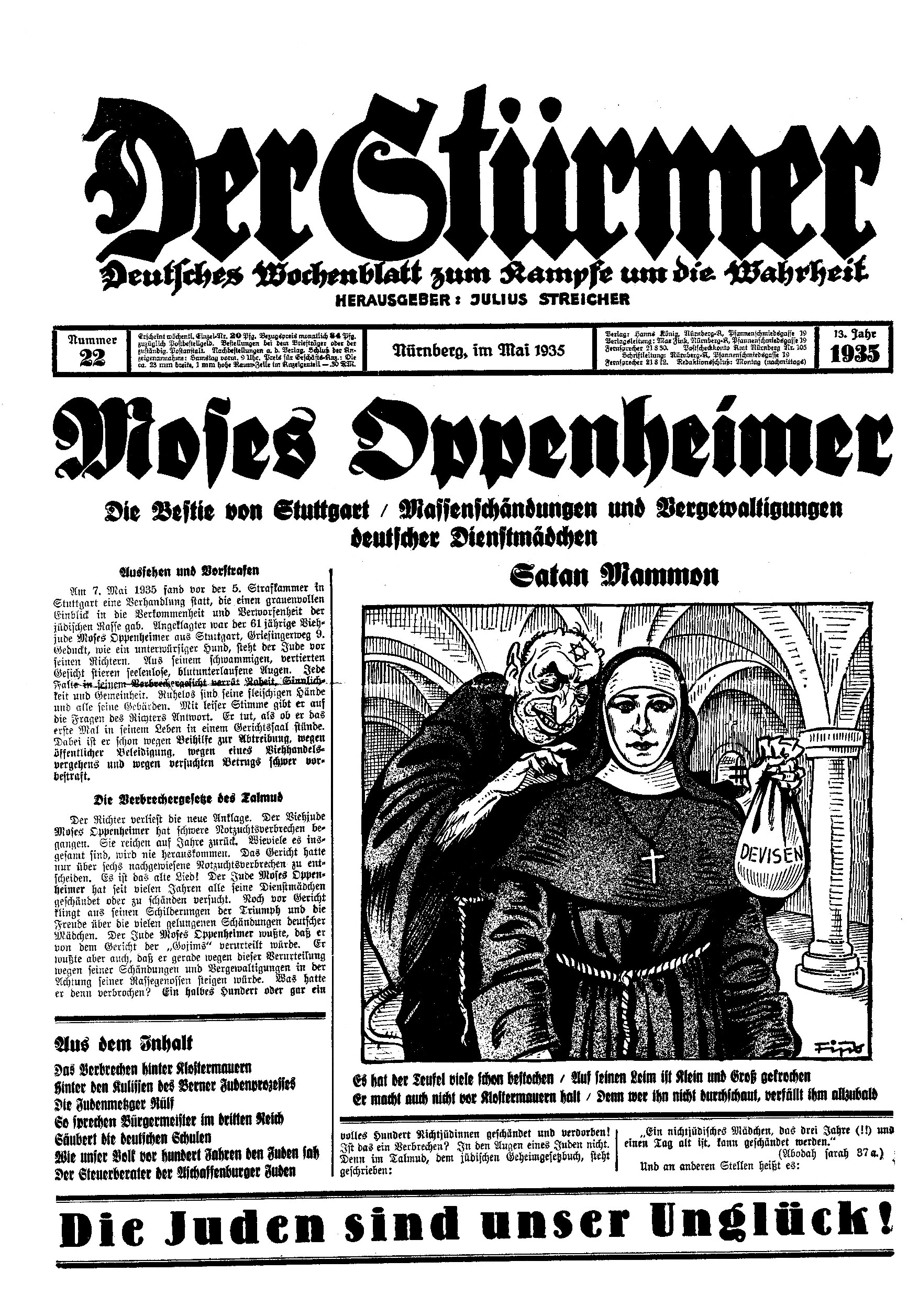 Der Stürmer - 1935 Nr. 22 (12 S., Scan, Fraktur)