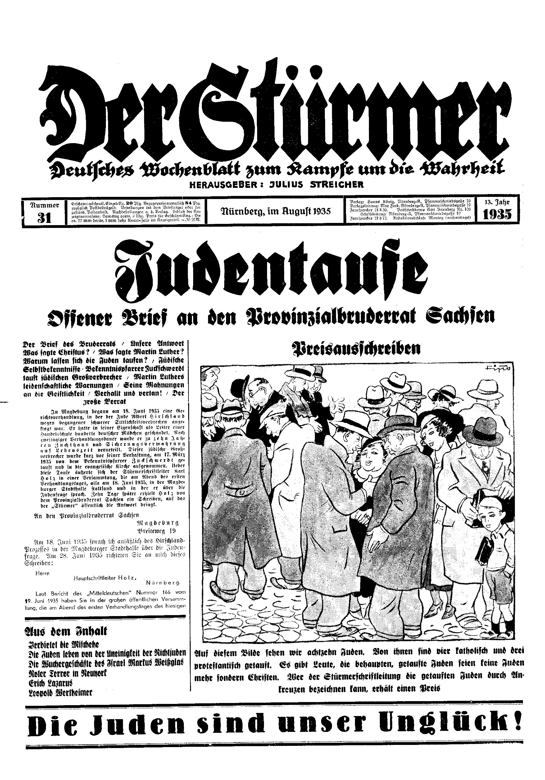 Der Stürmer - 1935 Nr. 31 (12 S., Scan, Fraktur)