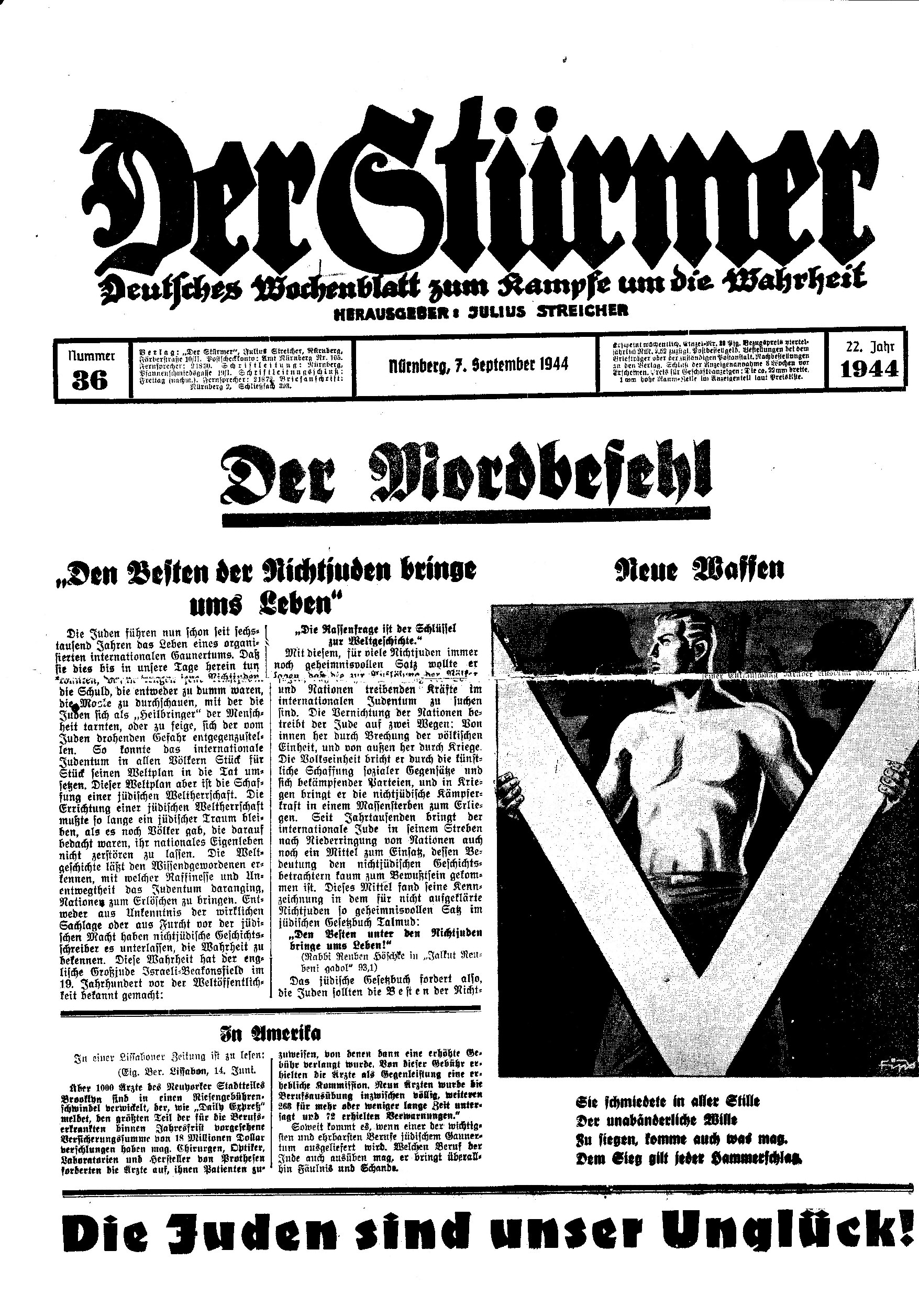 Der Stürmer - 1944 Nr. 36 - Der Mordbefehl