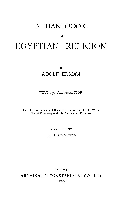 A Handbook of Egyptian Religion