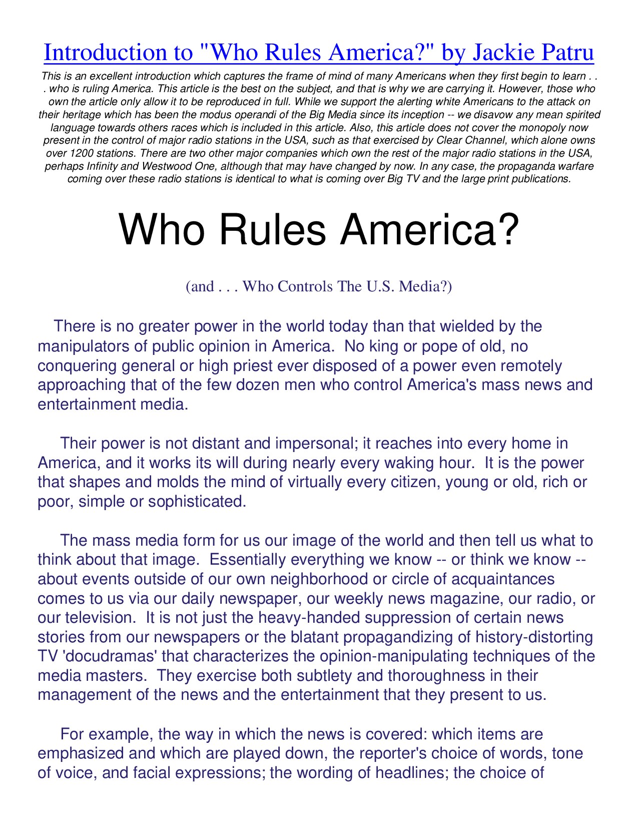 Shadow Government | Who Rules America? Who Controls the U.S. Media?