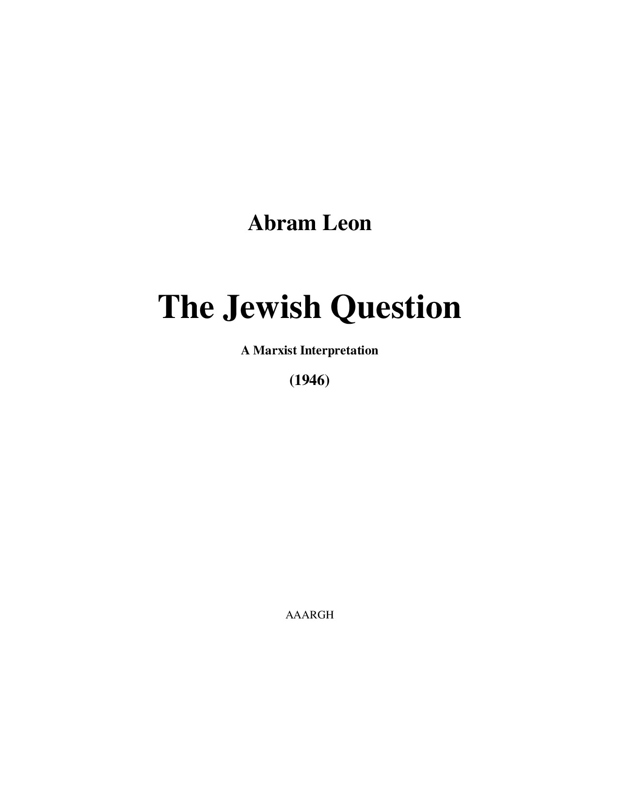 The Jewish Question