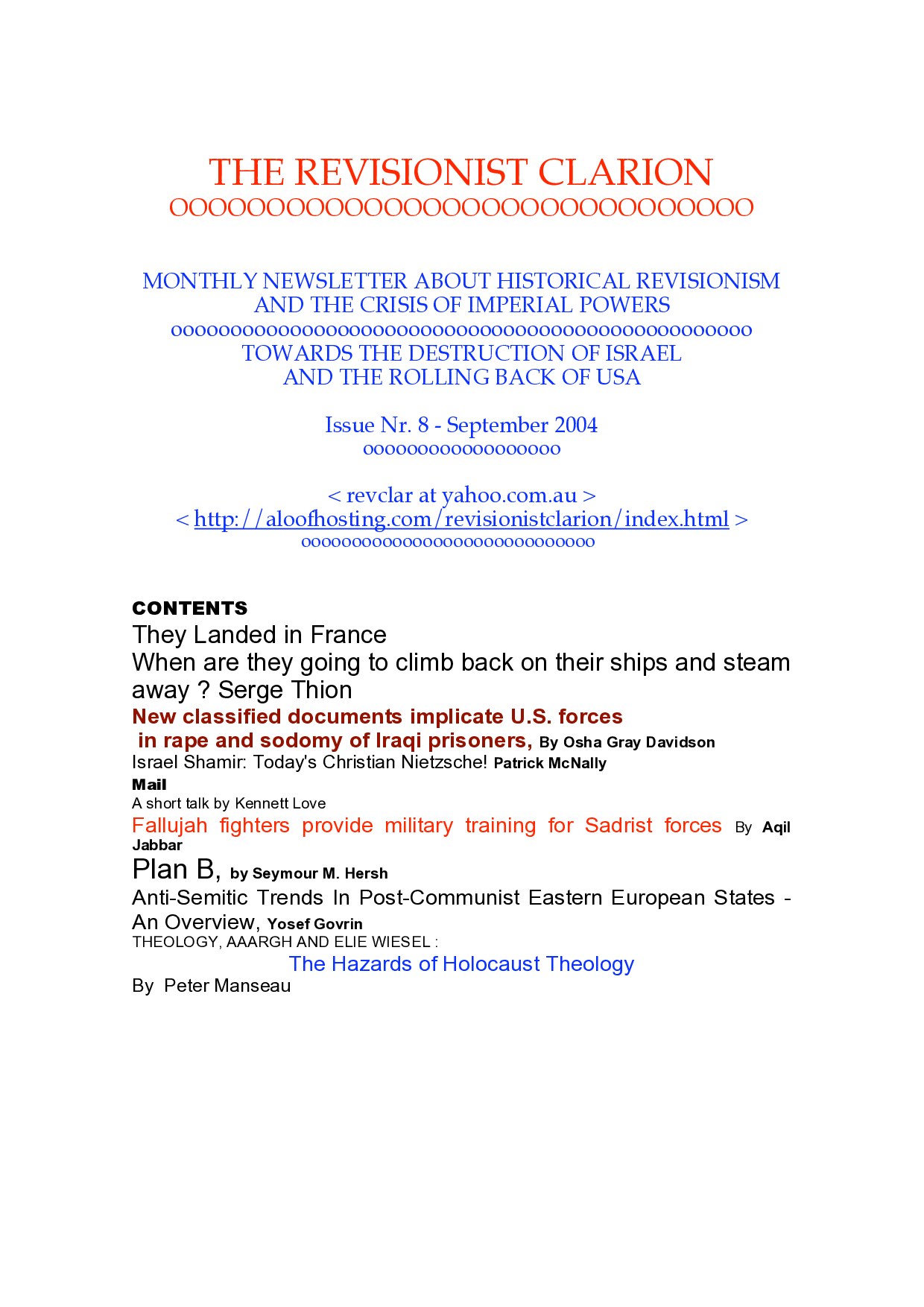 The Revisionist Clarion - Issue Number 8 - September 2004