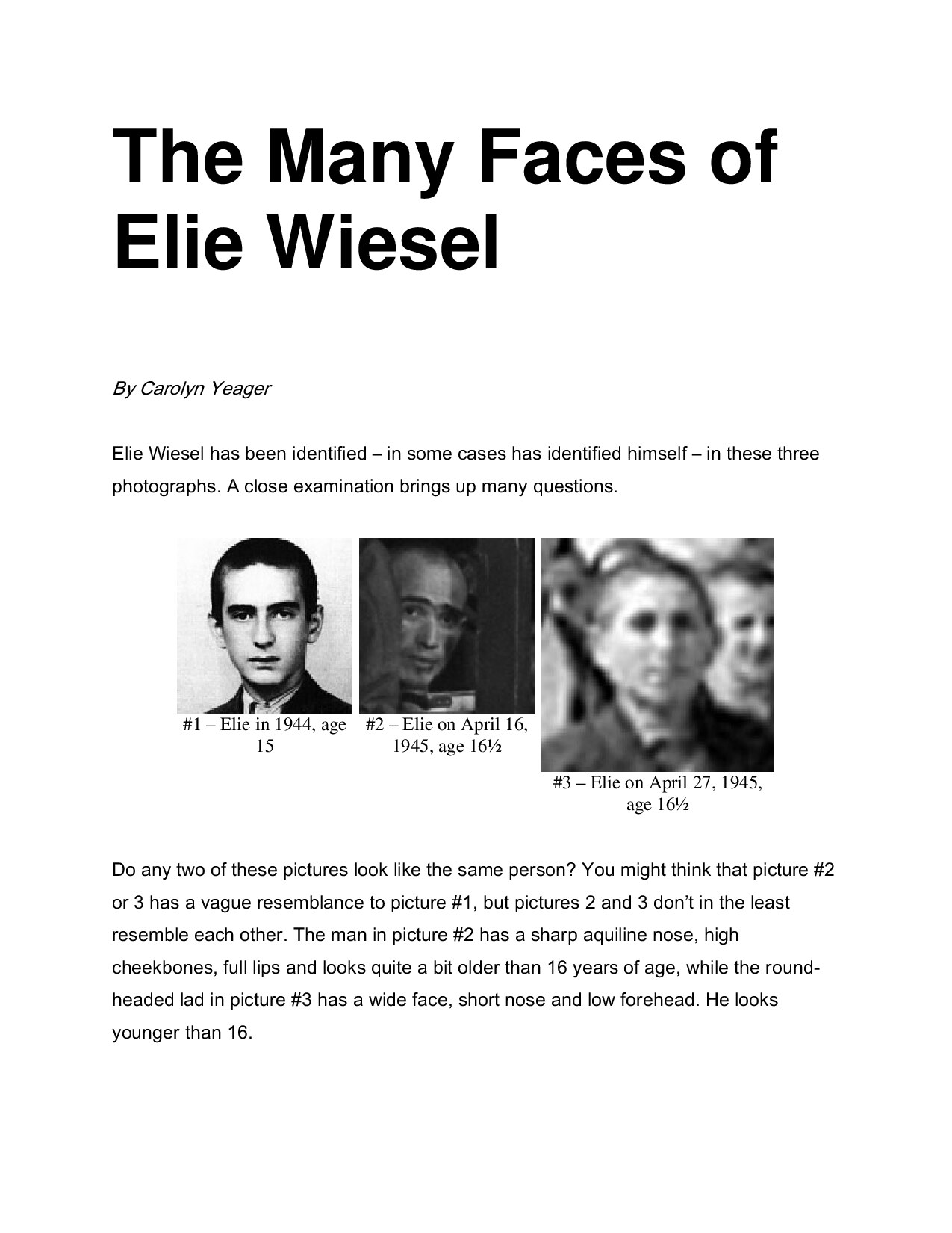 Microsoft Word - The Many Faces of Elie Wiesel.doc