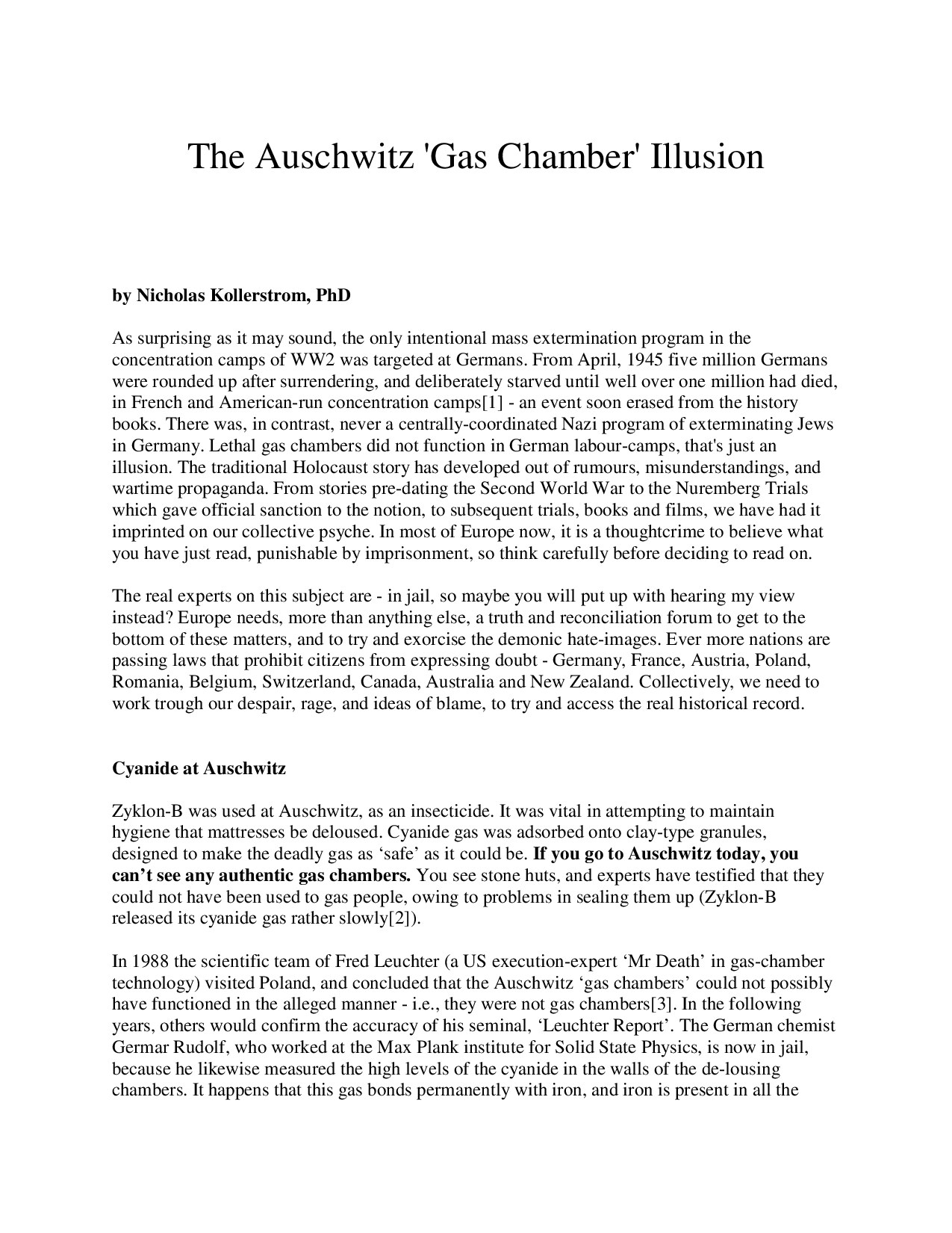 Microsoft Word - The Auschwitz 'Gas Chamber' Illusion.doc