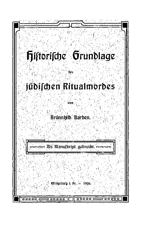 Historische Grundlage des jüdischen Ritualmordes