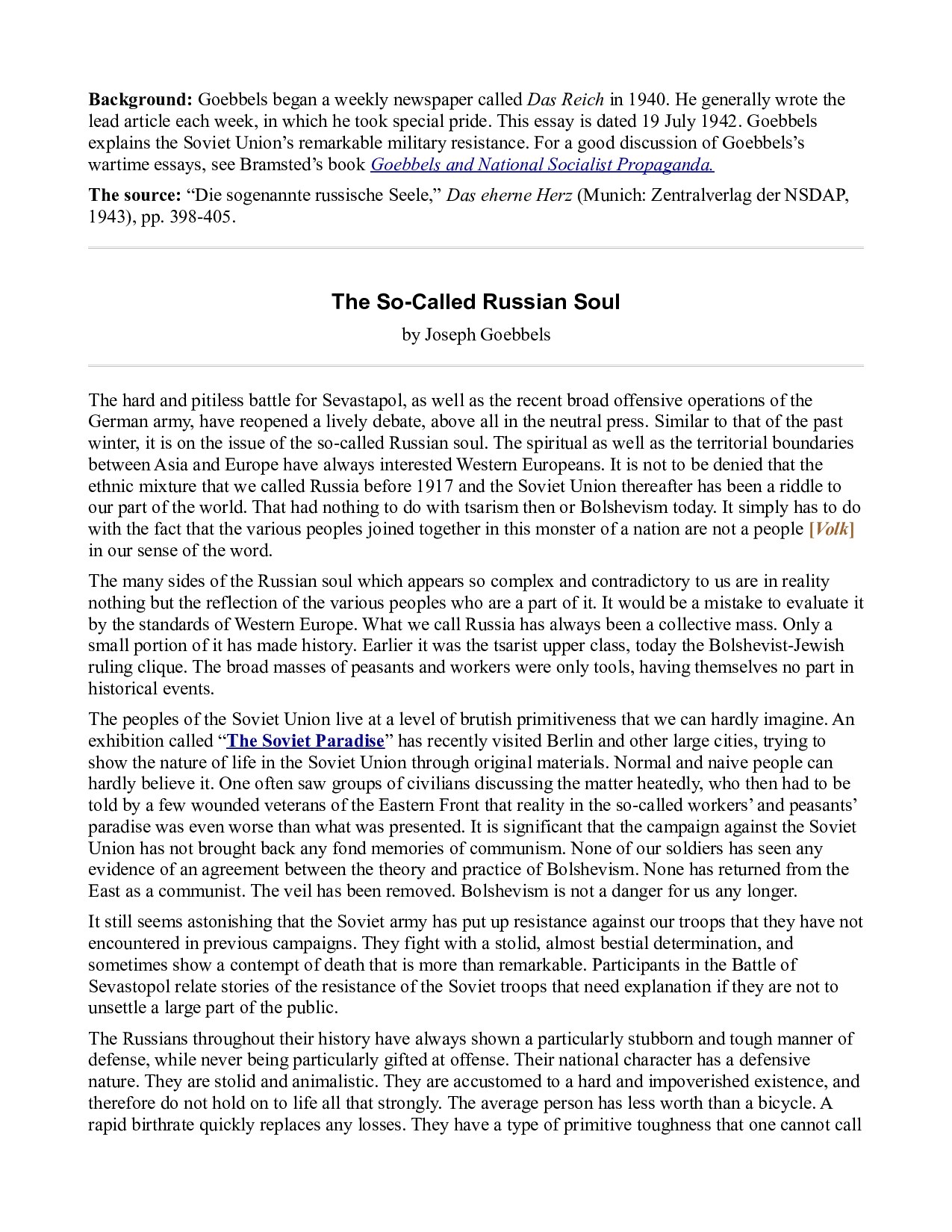The So-Called Russian Soul - Goebbels