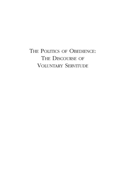 Politics of Obedience, Etiene de la Boetie