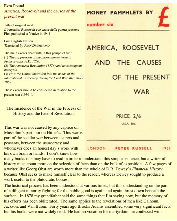 Ezra Pound, America, Roosevelt and the causes of the present war (1944)