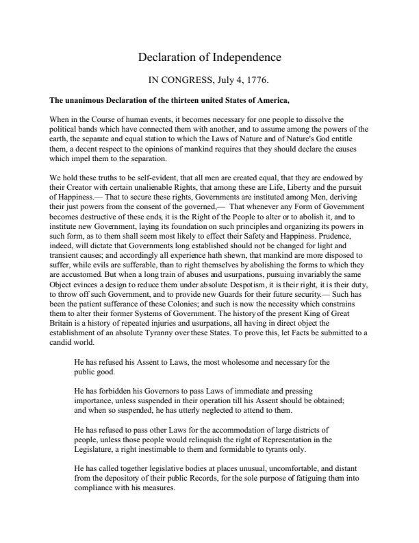 Decleration of Independence