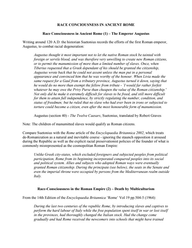Race Consciousness In Ancient Rome