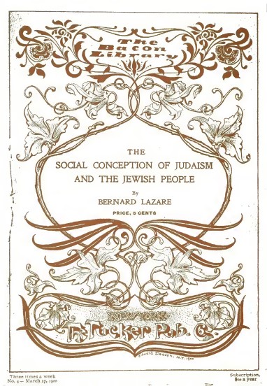The social conception of Judaism and the Jewish people