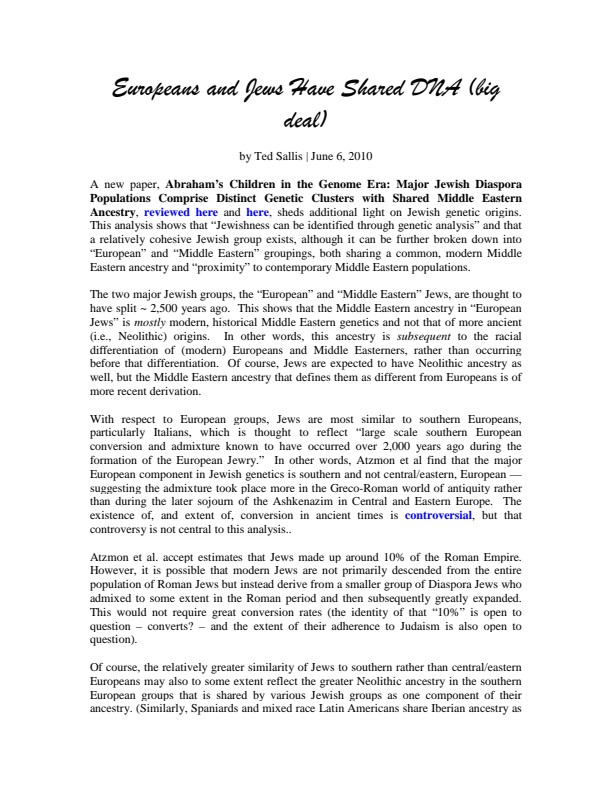 Microsoft Word - Europeans and Jews Have Shared DNA
