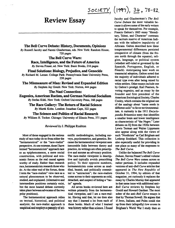 Review Essay in Society 1997