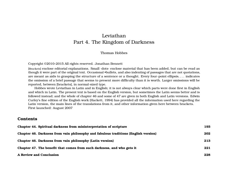 Thomas Hobbes - Leviathan Part 4