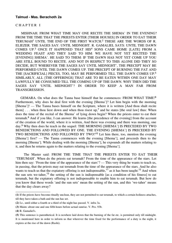 Talmud - Berachoth (E)